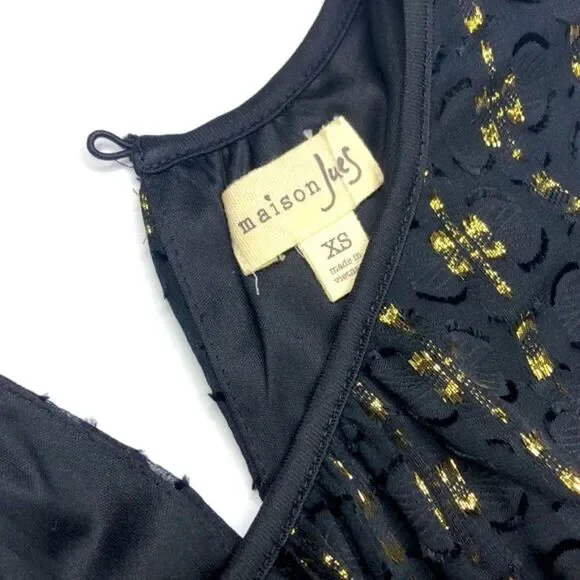 Maison Jules Silk Sleeveless Party Dress, Black Gold - Picture 5 of 6